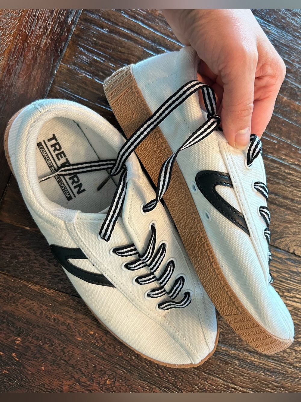 Tretorn Nylite Canvas Sneaker White and Black Gum - Picture 3 of 6